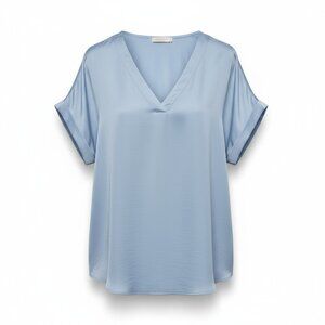 ✨ Naked Zebra Light Blue V-Neck Blouse | Size Large | NWT‎